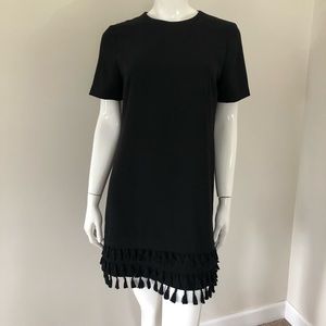 Zara Black Shift Dress With Layered Tassels